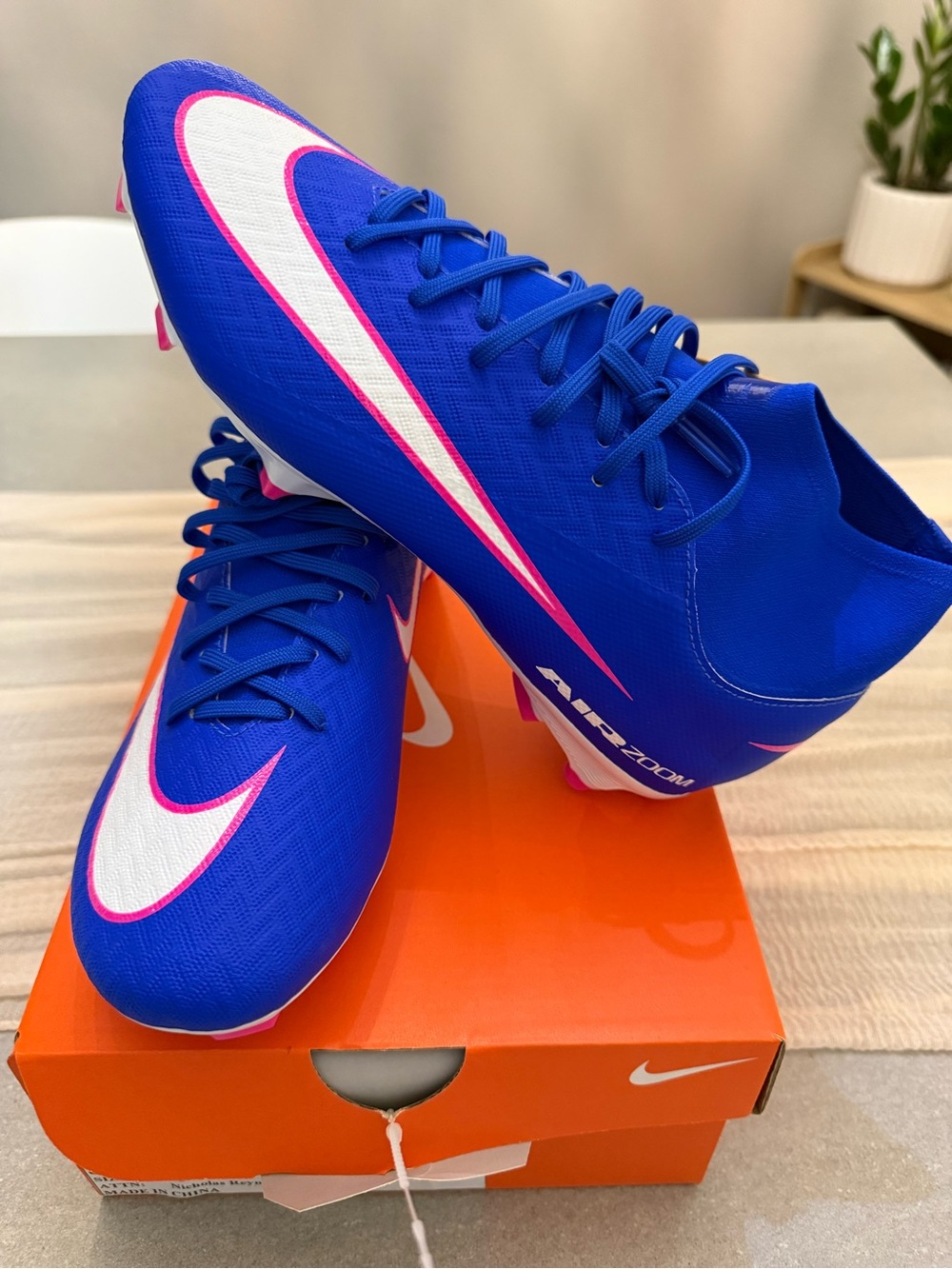 Nike Royal Blue Soccer Cleats with White & Pink Accents